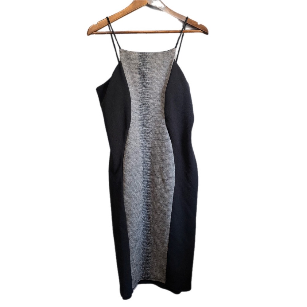 Charlotte Russe Bodycon Dress‎ Womens XL Black Grey Snakeskin Print Excellent